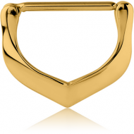 GOLD PVD COATED SURGICAL STEEL NIPPLE CLICKER - V