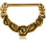 GOLD PVD COATED SURGICAL STEEL NIPPLE CLICKER - ROSES
