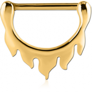 GOLD PVD COATED SURGICAL STEEL NIPPLE CLICKER - FLAMES