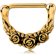 GOLD PVD COATED SURGICAL STEEL NIPPLE CLICKER - ROSE