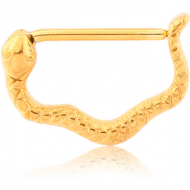 GOLD PVD COATED SURGICAL STEEL NIPPLE CLICKER - SNAKE PIERCING