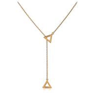 SURGICAL STEEL GOLD PVD COATED NECKLACE WITH PENDANT - TRIANGLES