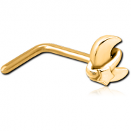 GOLD PVD COATED SURGICAL STEEL 90 DEGREE NOSE STUD