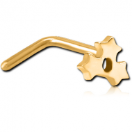 GOLD PVD COATED SURGICAL STEEL 90 DEGREE NOSE STUD -STAR