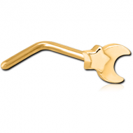 GOLD PVD COATED SURGICAL STEEL 90 DEGREE NOSE STUD