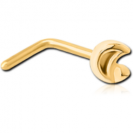 GOLD PVD COATED SURGICAL STEEL 90 DEGREE NOSE STUD PIERCING