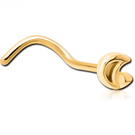 GOLD PVD COATED SURGICAL STEEL CURVED NOSE STUD PIERCING