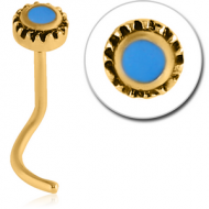 GOLD PVD COATED SURGICAL STEEL CURVED NOSE STUD - CIRCLE