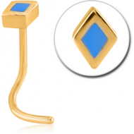 GOLD PVD COATED SURGICAL STEEL CURVED NOSE STUD - DIAMOND