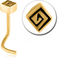 GOLD PVD COATED SURGICAL STEEL CURVED NOSE STUD - RHOMBUS