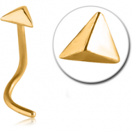 GOLD PVD COATED SURGICAL STEEL CURVED NOSE STUD - 3D TRIANGLE