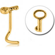 GOLD PVD COATED SURGICAL STEEL CURVED NOSE STUD - KEY
