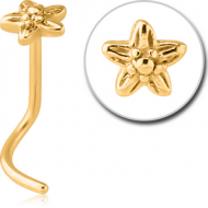 GOLD PVD COATED SURGICAL STEEL CURVED NOSE STUD - FLOWER