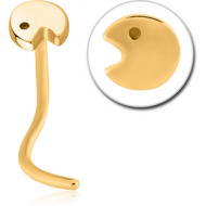 GOLD PVD COATED SURGICAL STEEL CURVED NOSE STUD - PACMAN