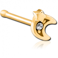 GOLD PVD COATED SURGICAL STEEL JEWELLED NOSE BONE