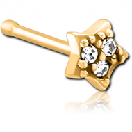 GOLD PVD COATED SURGICAL STEEL JEWELLED NOSE BONE - STAR