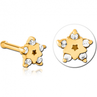 GOLD PVD COATED SURGICAL STEEL JEWELLED NOSE BONE
