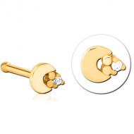 GOLD PVD COATED SURGICAL STEEL JEWELLED NOSE BONE