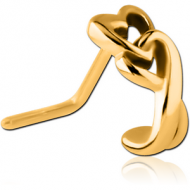 GOLD PVD COATED SURGICAL STEEL 90 DEGREE WRAP AROUND NOSE STUD