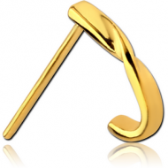 GOLD PVD COATED SURGICAL STEEL STRAIGHT WRAP AROUND NOSE STUD
