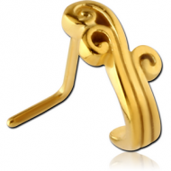 GOLD PVD COATED SURGICAL STEEL 90 DEGREE WRAP AROUND NOSE STUD