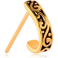 GOLD PVD COATED SURGICAL STEEL STRAIGHT WRAP AROUND NOSE STUD - FILIGREE