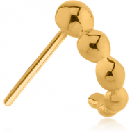 GOLD PVD COATED SURGICAL STEEL STRAIGHT WRAP AROUND NOSE STUD - HALF BALLS