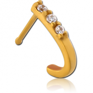 GOLD PVD COATED SURGICAL STEEL JEWELLED WRAP AROUND NOSE BONE