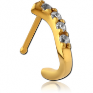 GOLD PVD COATED SURGICAL STEEL JEWELLED WRAP AROUND NOSE BONE