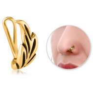 GOLD PVD COATED SURGICAL STEEL NOSE CLIP - LEAF