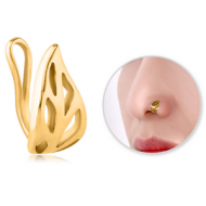 GOLD PVD COATED SURGICAL STEEL NOSE CLIP - LEAF