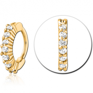 GOLD PVD COATED SURGICAL STEEL JEWELLED NOSE RING CLICKER PIERCING