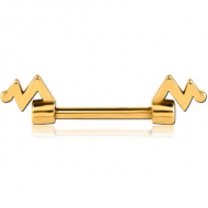 GOLD PVD COATED SURGICAL STEEL NIPPLE BAR - PULSE