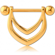 GOLD PVD COATED SURGICAL STEEL NIPPLE SHIELD - DOUBLE V