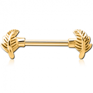 GOLD PVD COATED SURGICAL STEEL NIPPLE BAR