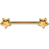 GOLD PVD COATED SURGICAL STEEL NIPPLE BAR - STAR