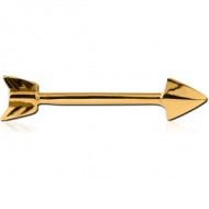 GOLD PVD COATED SURGICAL STEEL NIPPLE BAR - ARROW PIERCING