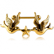 GOLD PVD COATED SURGICAL STEEL NIPPLE SHIELD - PIDGINS AND STAR