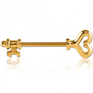 GOLD PVD COATED SURGICAL STEEL NIPPLE SHIELD - KEY PIERCING