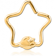 GOLD PVD COATED SURGICAL STEEL OPEN STAR SEAMLESS RING - EYE STAR