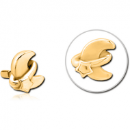 GOLD PVD COATED SURGICAL STEEL PUSH FIT ATTACHMENT FOR BIOFLEX INTERNAL LABRET - ANNULAR ECLIPSE AND STAR PIERCING