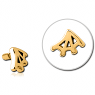 GOLD PVD COATED SURGICAL STEEL PUSH FIT ATTACHMENT FOR BIOFLEX INTERNAL LABRET - WEB PIERCING