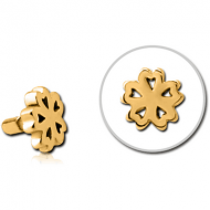 GOLD PVD COATED SURGICAL STEEL PUSH FIT ATTACHMENT FOR BIOFLEX INTERNAL LABRET - CLOVER PIERCING