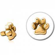 GOLD PVD COATED SURGICAL STEEL PUSH FIT ATTACHMENT FOR BIOFLEX INTERNAL LABRET - PLAIN ANIMAL PAW PIERCING