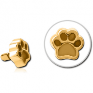GOLD PVD COATED SURGICAL STEEL PUSH FIT ATTACHMENT FOR BIOFLEX INTERNAL LABRET - ANIMAL PAW INDENT PIERCING