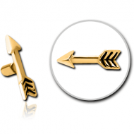 GOLD PVD COATED SURGICAL STEEL PUSH FIT ATTACHMENT FOR BIOFLEX INTERNAL LABRET - ARROW PIERCING
