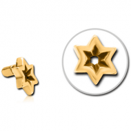 GOLD PVD COATED SURGICAL STEEL PUSH FIT ATTACHMENT FOR BIOFLEX INTERNAL LABRET - STAR INDENT PIERCING