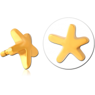 GOLD PVD COATED SURGICAL STEEL PUSH FIT ATTACHMENT FOR BIOFLEX INTERNAL LABRET - STARFISH PIERCING