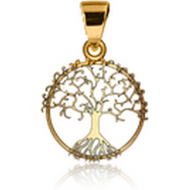 GOLD PVD COATED SURGICAL STEEL PENDANT - TREE OF LIFE