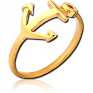 GOLD PVD COATED SURGICAL STEEL RING - ANCHOR